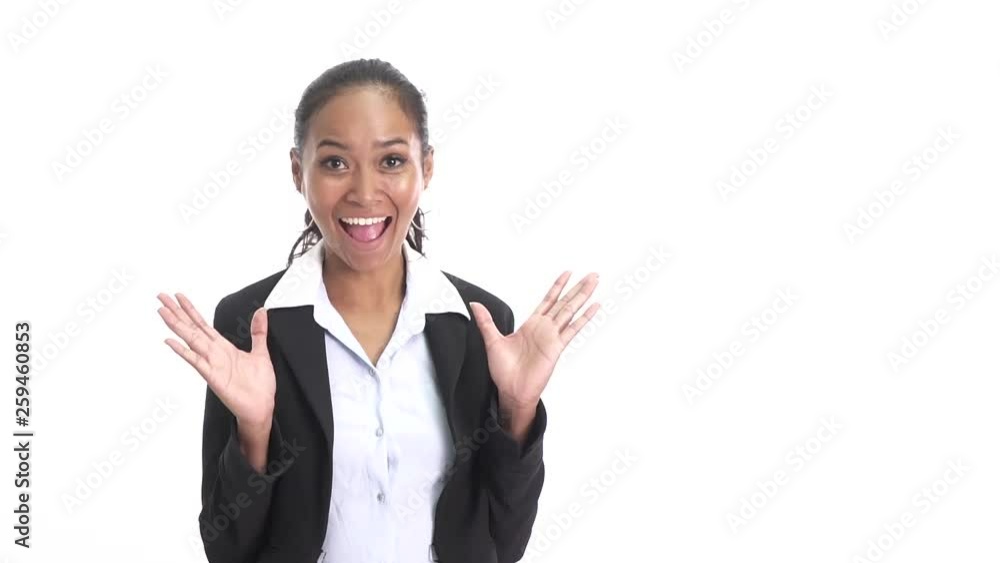 portrait of young busineswoman with cheerful expression isolated on white background portrait of young busineswoman with cheerful expression isolated on white background