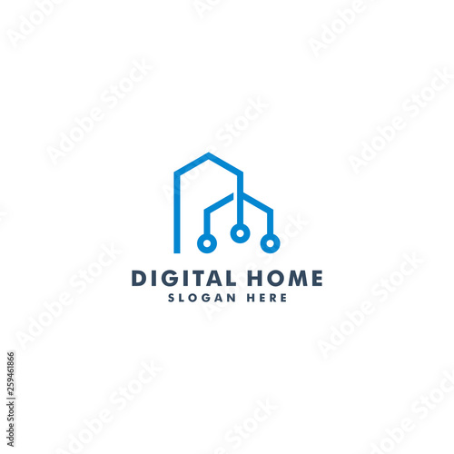 Digital Home logo template. House icon design vector illustration