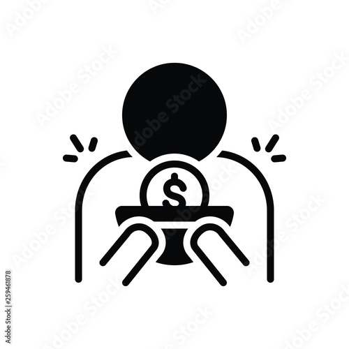 Black solid icon for indigent beggarly