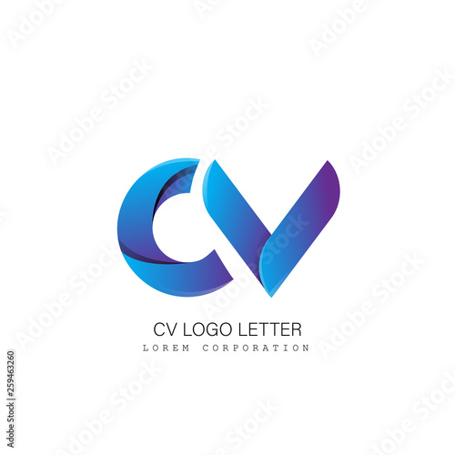 cv v c circle lowercase design of alphabet letter combination with infinity suitable as a logo for a company or business - Vector