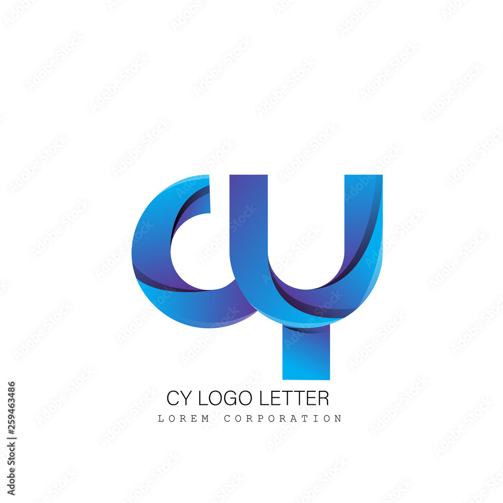 cy c y circle lowercase design of alphabet letter combination with infinity suitable as a logo for a company or business - Vector