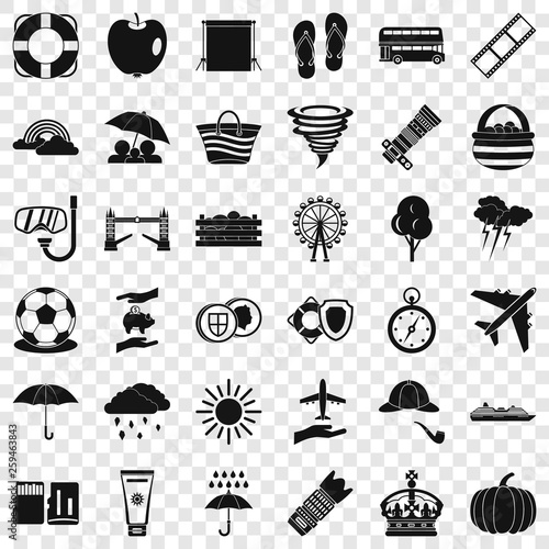 Bad weather icons set. Simple style of 36 bad weather vector icons for web for any design