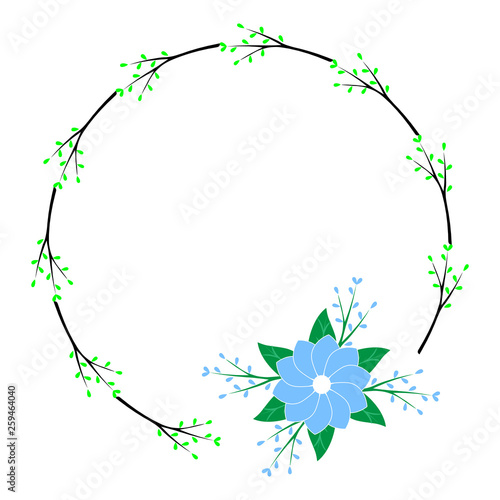 Laurel Frame, Art Brush, Leave with flower in circle model 1