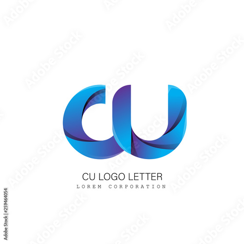 cu c u circle lowercase design of alphabet letter combination with infinity suitable as a logo for a company or business - Vector