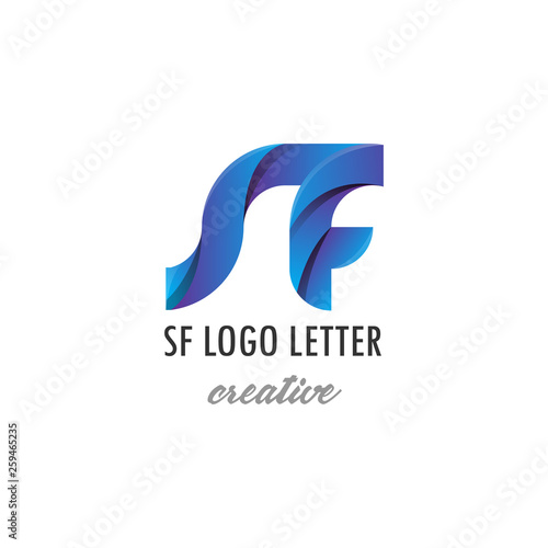 sf s f circle lowercase design of alphabet letter combination with infinity suitable as a logo for a company or business - Vector