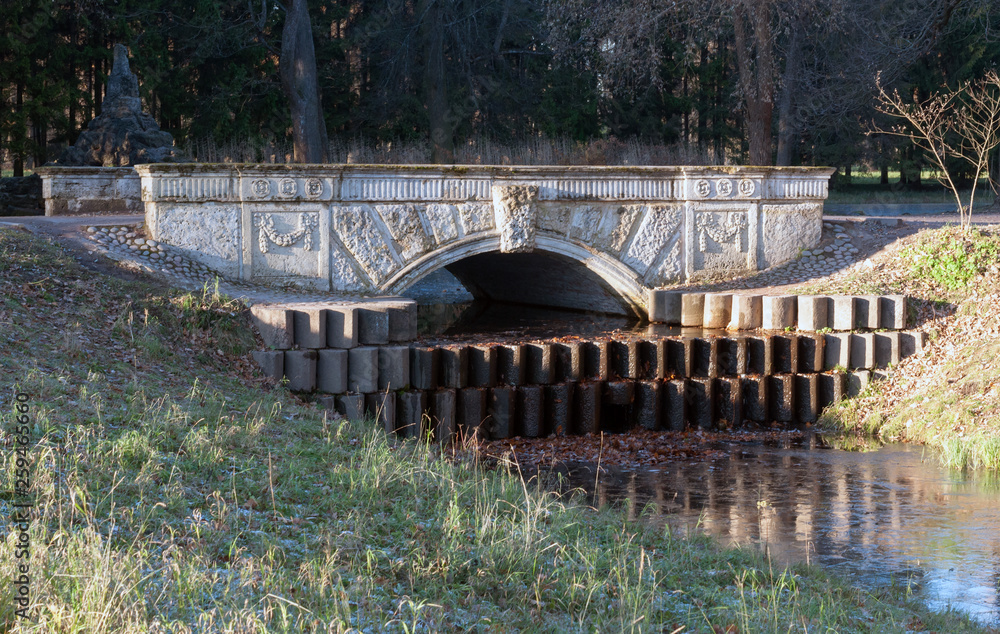 Fototapeta premium beautiful bridge, сlear autumn day in the park, St. Petersburg, Russia