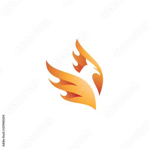 Fototapeta Naklejka Na Ścianę i Meble -  Modern Gradient Phoenix Bird and Fire Wing Illustration Logo Icon