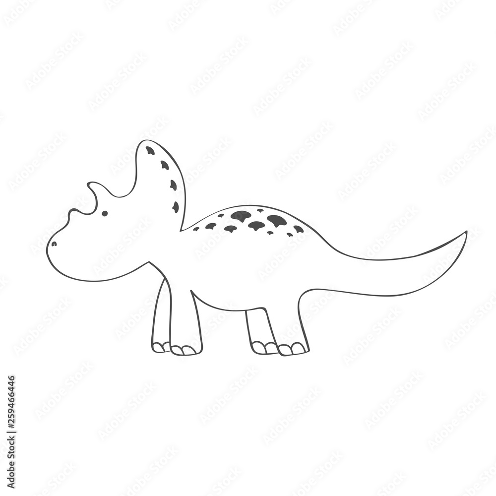 Fototapeta premium Cartoon sketch dinosaur on a white background. Vector illustration.