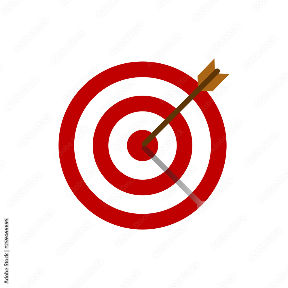 Bow, center, focus, target icon. Vector illustration, flat design.
