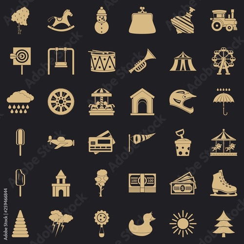 Children toy icons set. Simple style of 36 children toy vector icons for web for any design