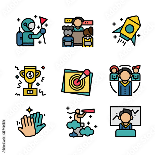 Leadership and Teamwork icon set - Vector