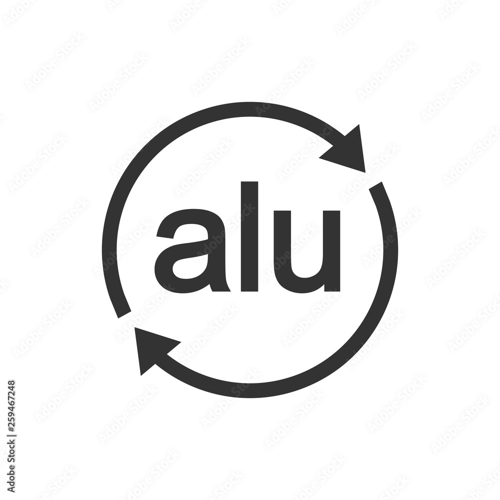 Recyclable aluminium sign icon. Vector illustration, flat design. Recyclable aluminium sign icon. Vector illustration, flat design.