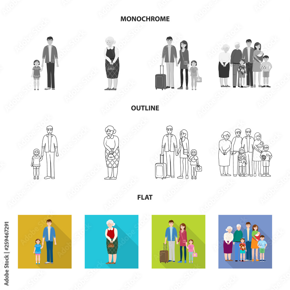 Vector illustration of character and avatar sign. Collection of character and portrait stock symbol for web. Vector illustration of character and avatar sign. Collection of character and portrait stock symbol for web.