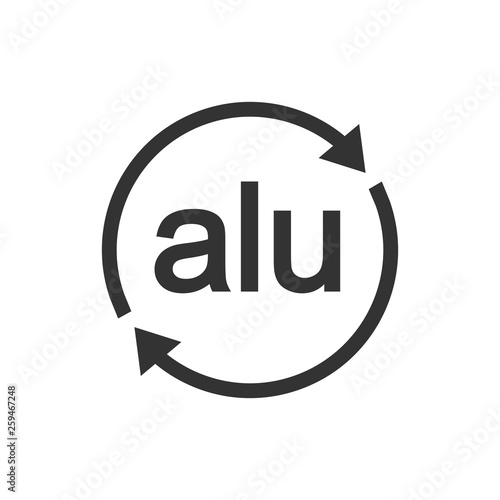 Recyclable aluminium sign icon. Vector illustration, flat design.