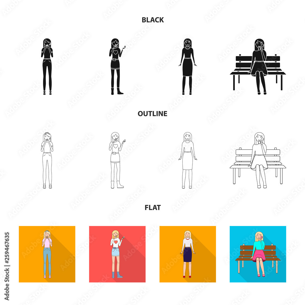 Vector design of posture and mood symbol. Collection of posture and female stock symbol for web. Vector design of posture and mood symbol. Collection of posture and female stock symbol for web.