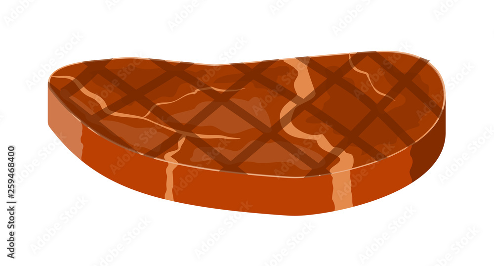 Beef tenderloin. Pork knuckle. Slice of steak, fresh meat. Cooked pork chop. Vector illustration in flat style Beef tenderloin. Pork knuckle. Slice of steak, fresh meat. Cooked pork chop. Vector illustration in flat style