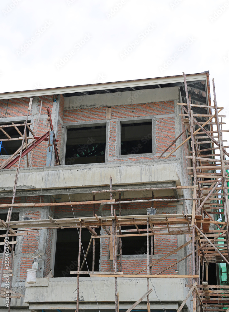 A Residential building in progress under construction. A Residential building in progress under construction.