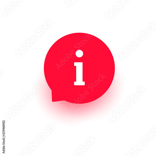 Inform icon, vector information sign, symbol, info help red button, circle round flat design bubble for web, website, mobile app.