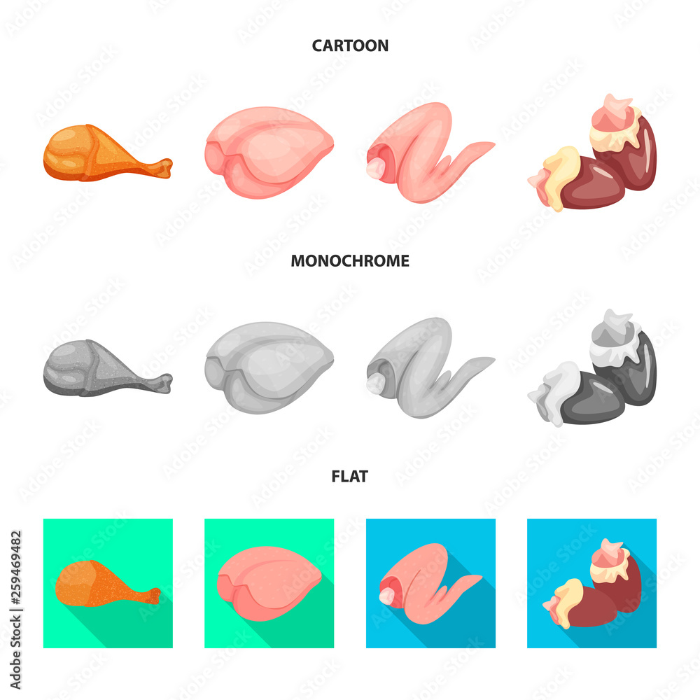 Vector illustration of product and poultry icon. Collection of product and agriculture    stock vector illustration.