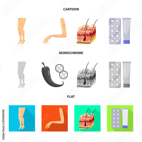 Vector illustration of medical and pain  symbol. Collection of medical and disease vector icon for stock.