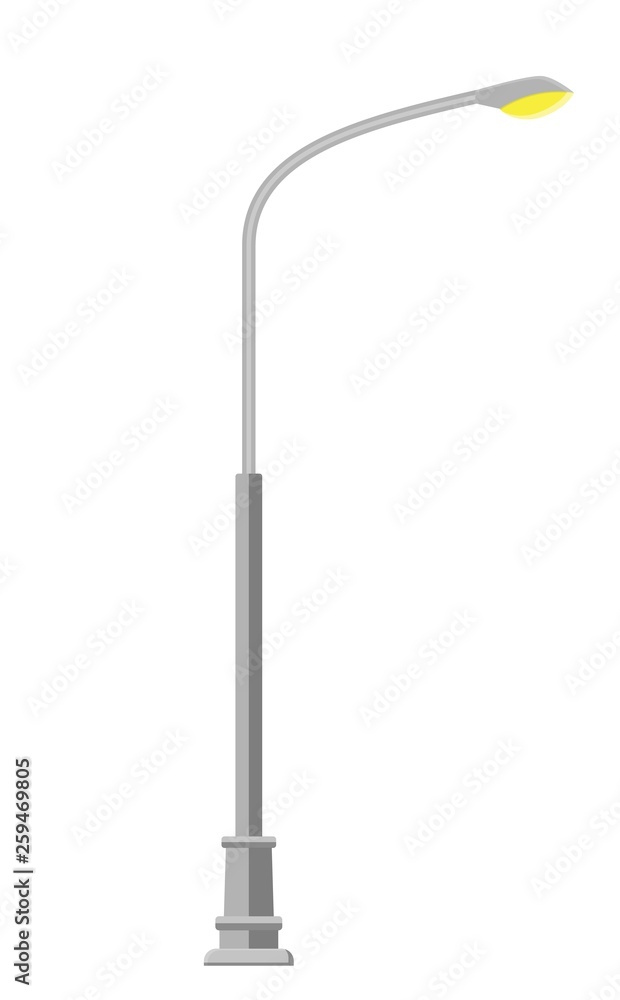 street light lamp icon isolated on white background. Vector illustration in flat style - obrazy, fototapety, plakaty 