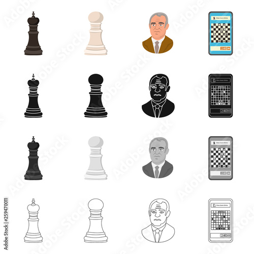 Isolated object of checkmate and thin logo. Collection of checkmate and target stock symbol for web.