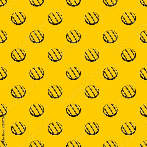 Grilled round beef steak pattern seamless vector repeat geometric yellow for any design