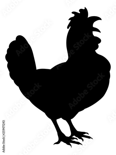 A farm animal silhouette of a chicken or rooster