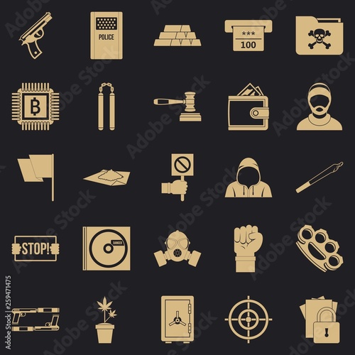 Misdemeanor icons set. Simple set of 25 misdemeanor vector icons for web for any design