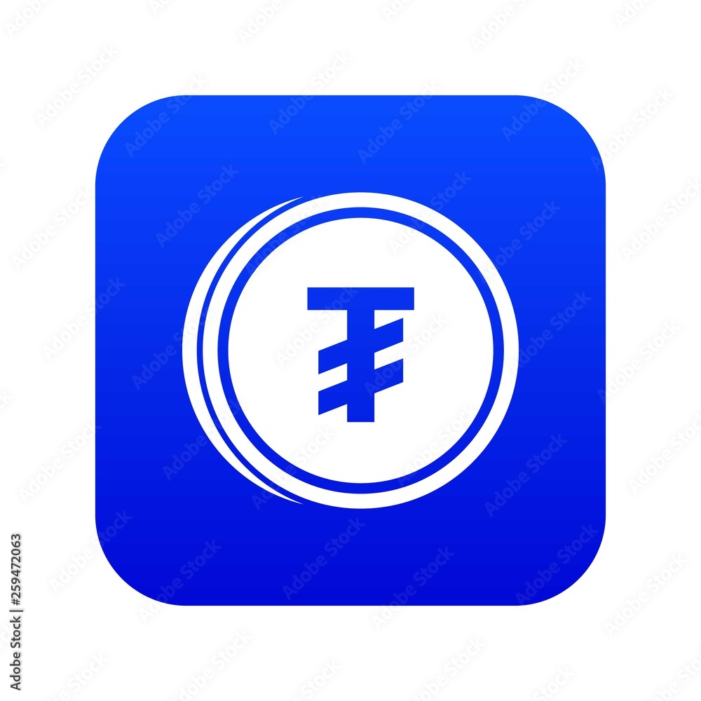 Tugrik coin icon digital blue for any design isolated on white vector illustration Tugrik coin icon digital blue for any design isolated on white vector illustration