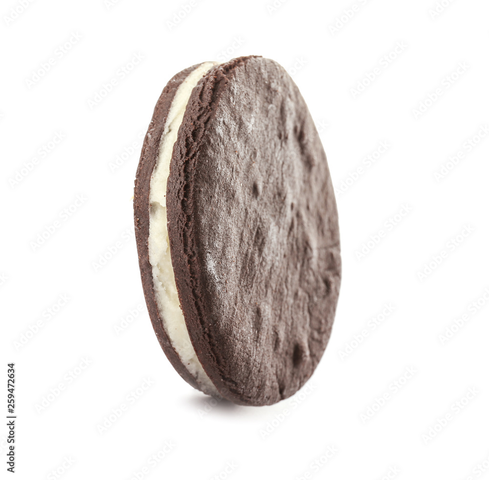Fototapeta premium Tasty chocolate cookie on white background