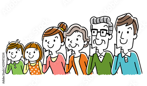 イラスト素材：考える家族