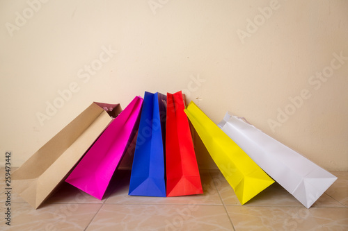 shopping bag and copy space for plain text or product