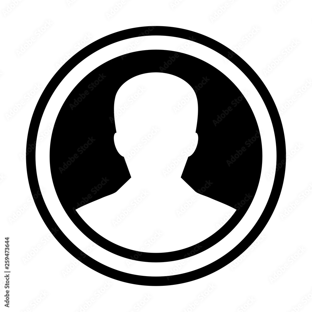 Man icon vector user person profile avatar symbol in circle flat color glyph pictogram sign illustration