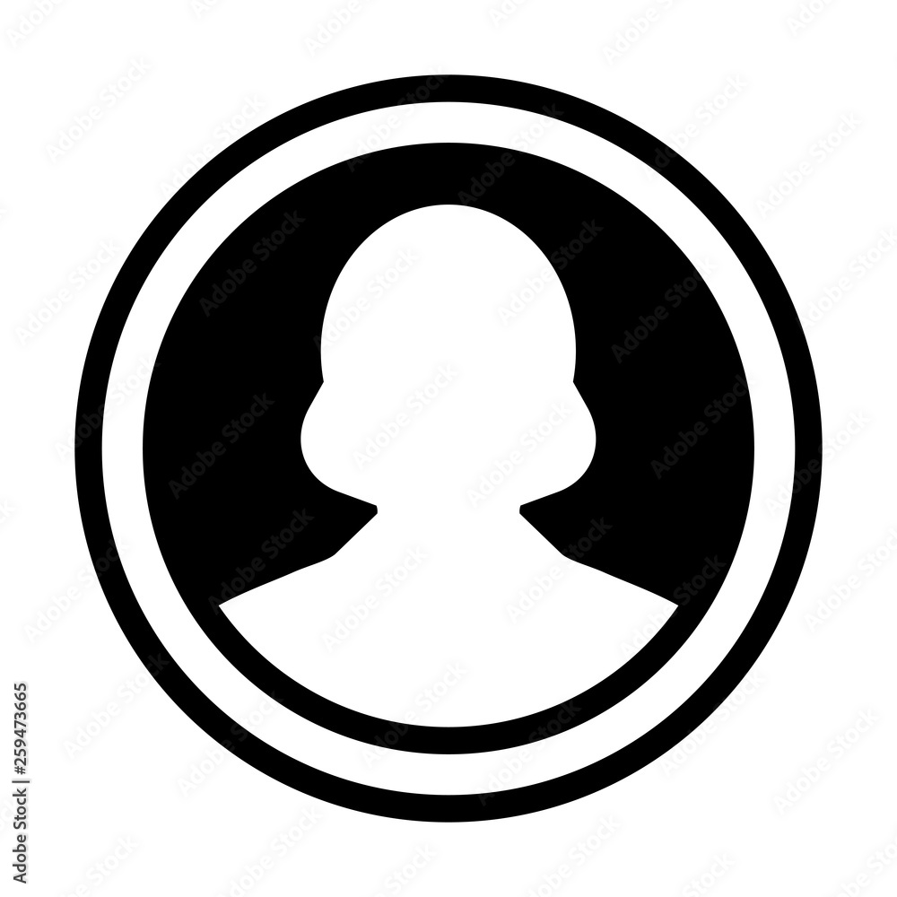 User icon vector female person profile avatar symbol in circle flat color glyph pictogram sign illustration User icon vector female person profile avatar symbol in circle flat color glyph pictogram sign illustration