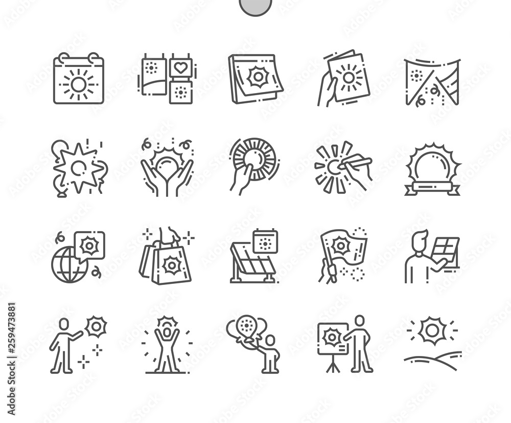 World Sun Day Well-crafted Pixel Perfect Vector Thin Line Icons 30 2x ...
