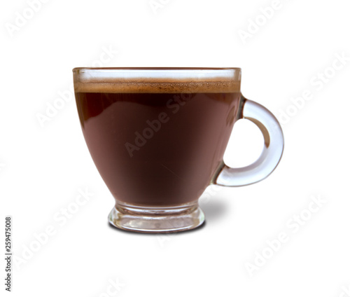 Glass with espresso coffee isolated on white