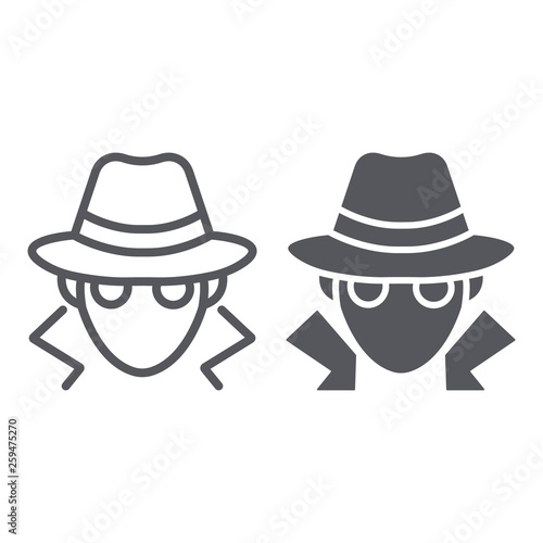 Fraud line and glyph icon, anonymity and agent, spy sign, vector graphics, a linear pattern on a white background.