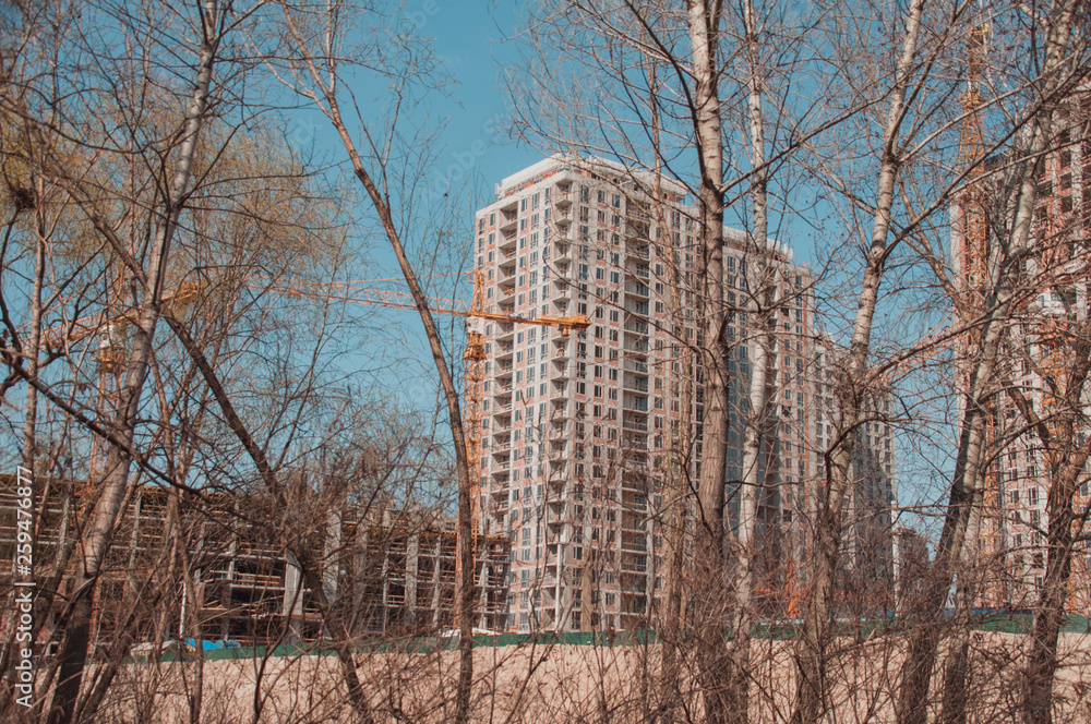 Construction of multi-storey houses in the center of the capital Construction of multi-storey houses in the center of the capital