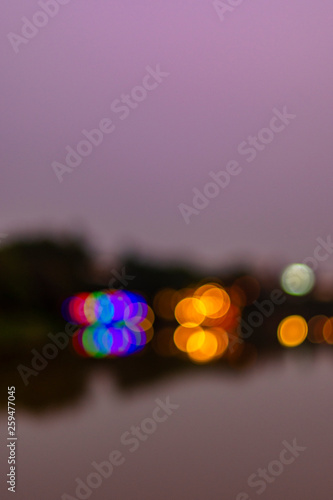 Abstract urban night light bokeh, defocused background