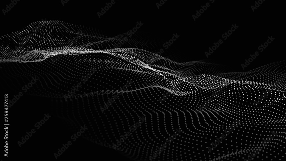 Wave of particles. Futuristic point wave. Vector illustration. Abstract background with a dynamic wave. Wave 3d Wave of particles. Futuristic point wave. Vector illustration. Abstract background with a dynamic wave. Wave 3d