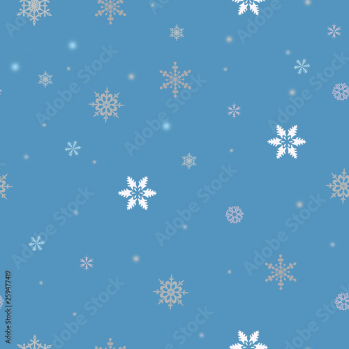 Seamless pattern with snowflakes on blue background