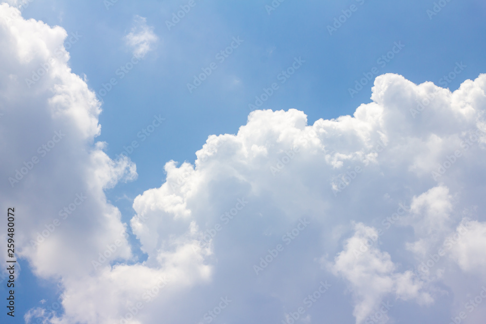 The blue sky has white clouds. The blue sky has white clouds.