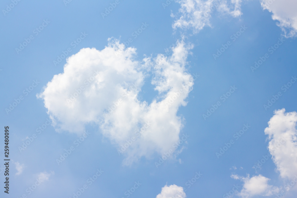 The blue sky has white clouds. The blue sky has white clouds.