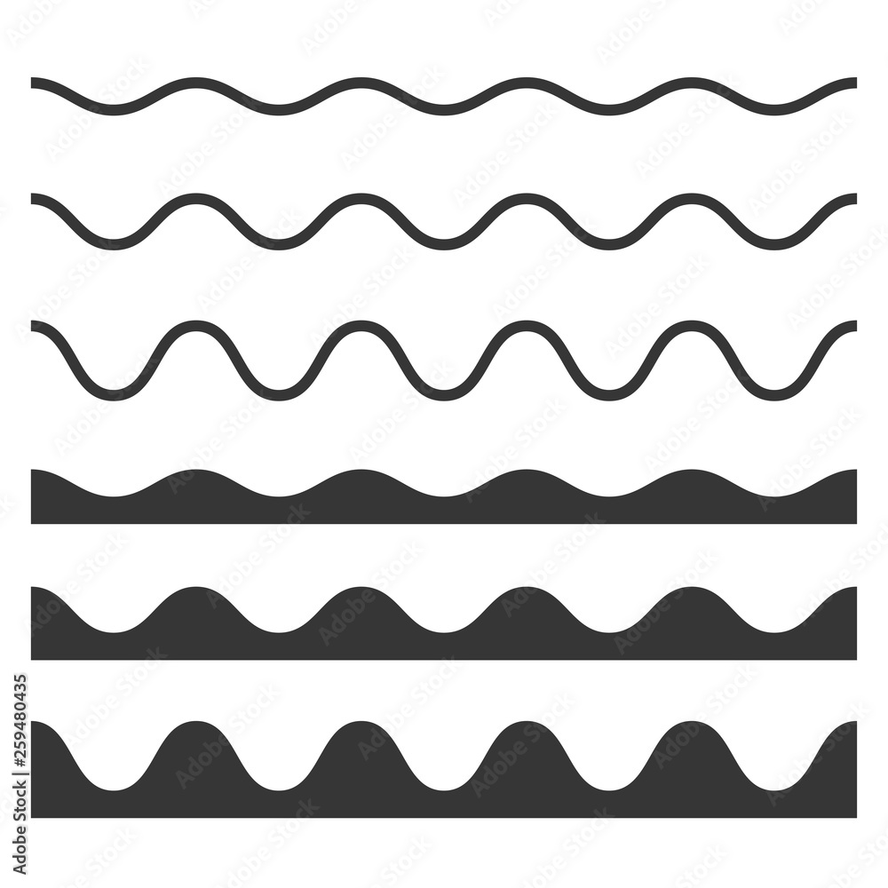 Seamless Wave and Zigzag Pattern Set on White Background. Vector Seamless Wave and Zigzag Pattern Set on White Background. Vector