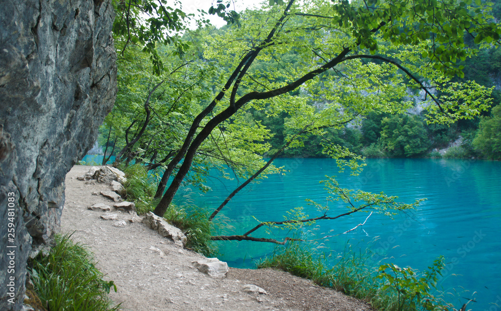 Way near water, Plitvice Lakes in Croatia, National Park Way near water, Plitvice Lakes in Croatia, National Park