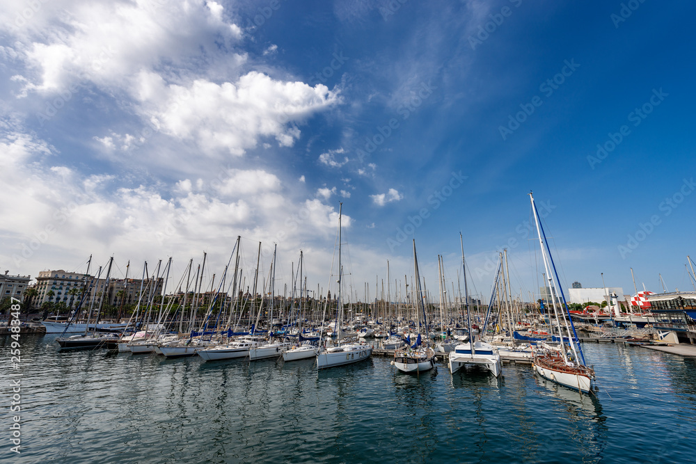 Port Vell - Waterfront harbor in Barcelona Spain