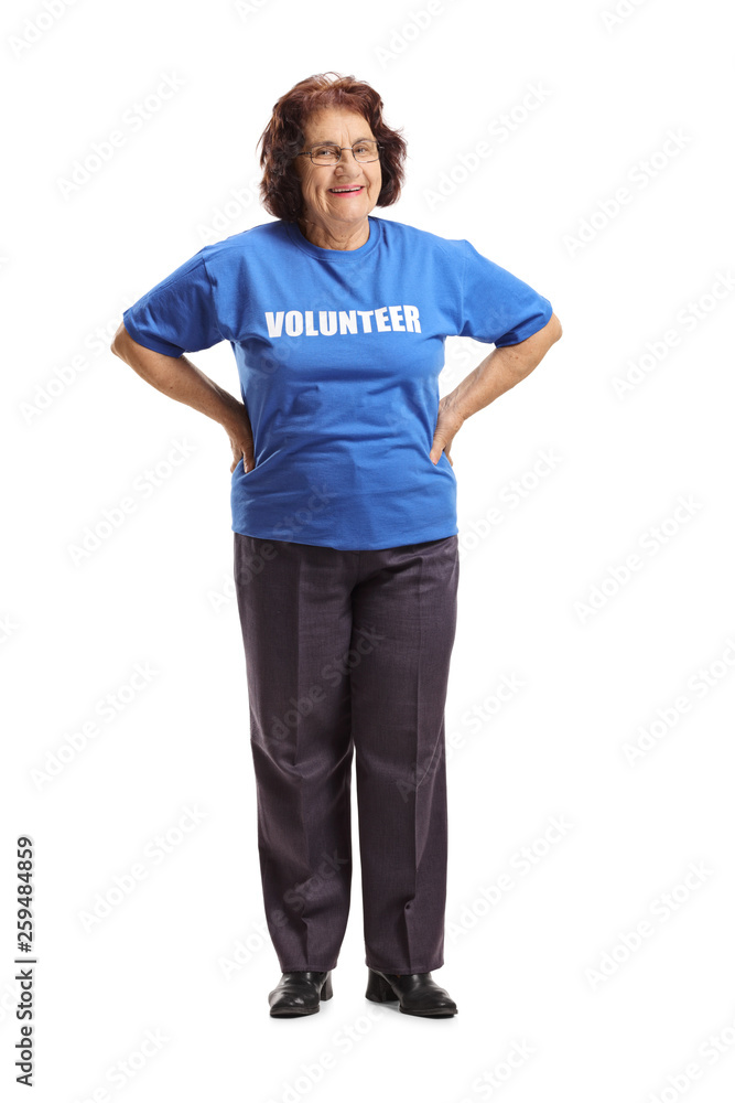 Fototapeta premium Elderly woman volunteer posing