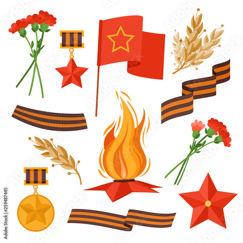 9 May military things vector set