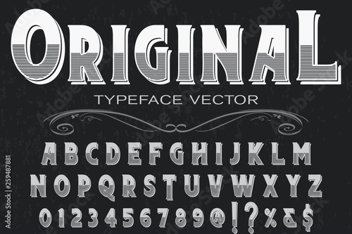 Font alphabet Script Typeface handcrafted handwritten vector label design old style.Shadow Effect